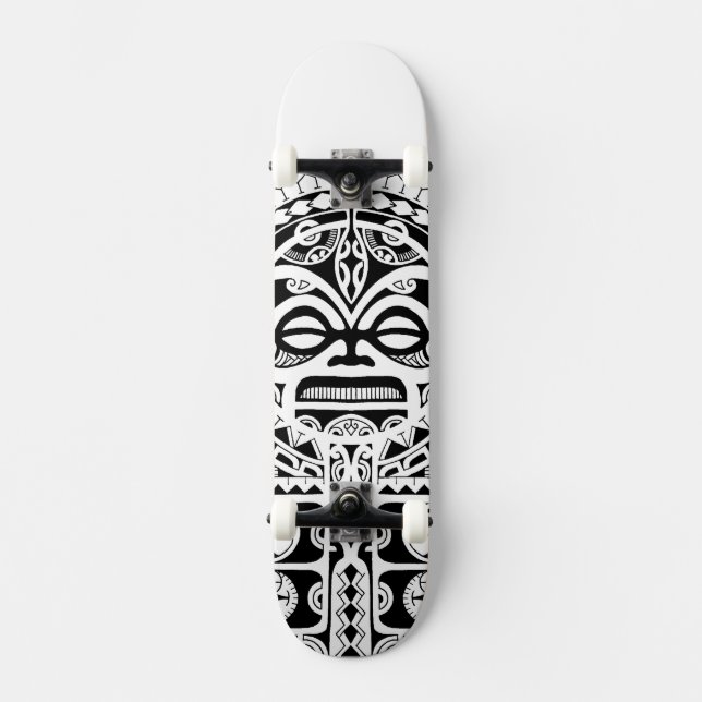 Polynesier Tiki Stammes- Maskentätowierung Skateboard (Vorderseite)