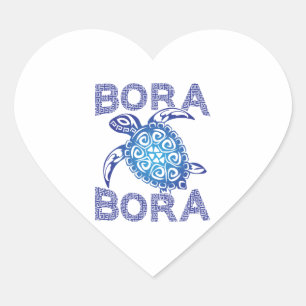 Polynesisch Blue Tribal Sea Turtle Bora Bora Herz-Aufkleber