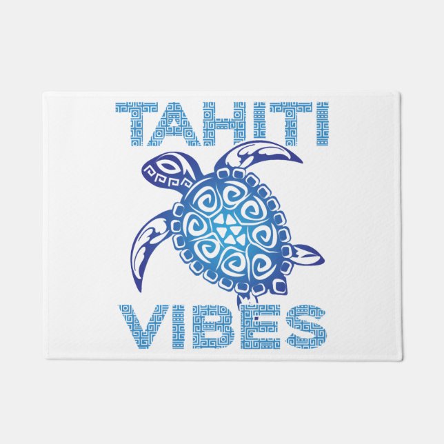 Polynesisch Blue Tribal Sea Turtle Tahiti Vibes Fußmatte (Vorderseite)