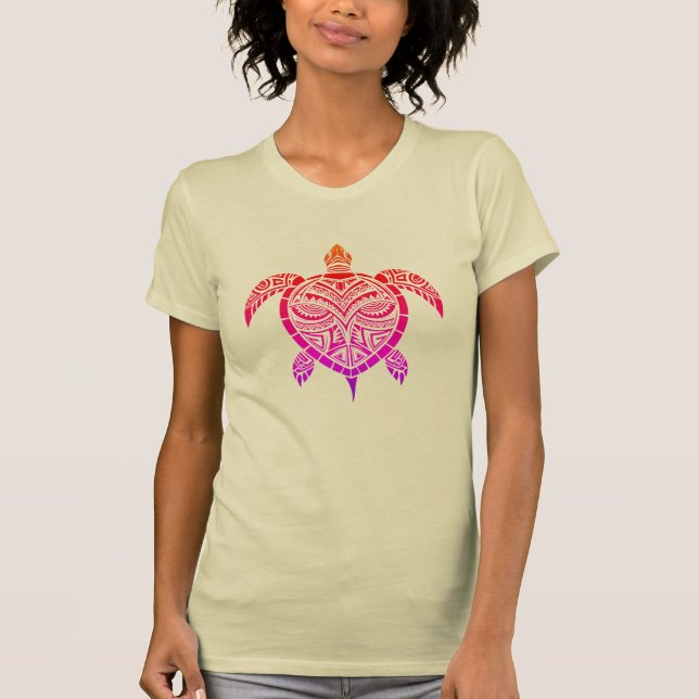 Polynesisch Inspiriertes Atemberaubendes Schildkrö T-Shirt (Vorderseite)