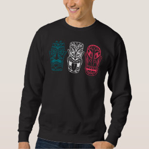 Polynesisch Tiki Maske Drei Totems Hawaii Maori Sweatshirt
