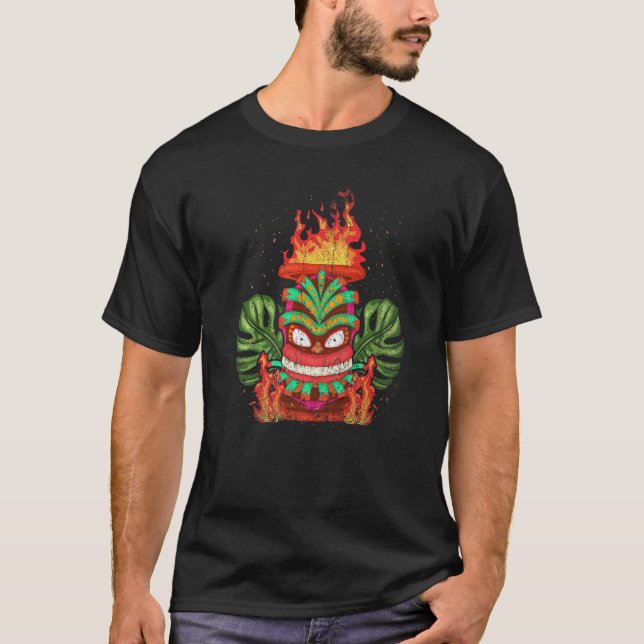 Polynesisch Tiki Maske Luau Party Totem Statue Haw T-Shirt (Vorderseite)