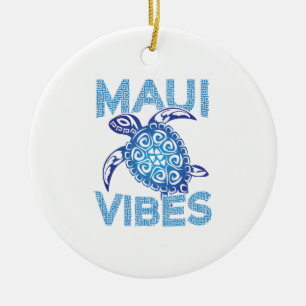 Polynesische blaue Stammesmeeres-Schildkröte Maui  Keramik Ornament