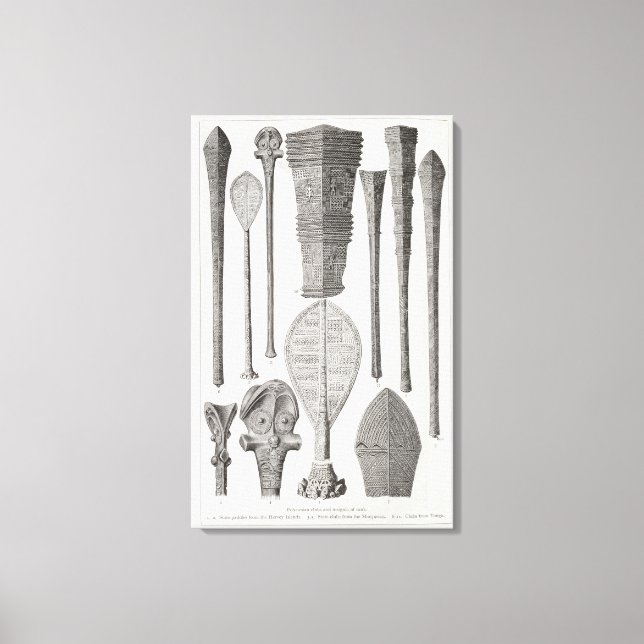 Polynesische Klubs und Rangabzeichen Leinwanddruck (Vorderseite)