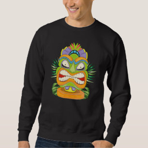 Polynesische Luau-Party-Tiki-Maskenstatue Hawaiian Sweatshirt