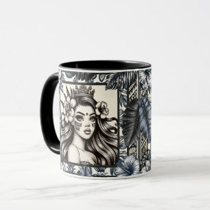 Polynesische Prinzessin Blau Blumen Tribal Tasse