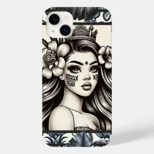 Polynesische Prinzessin Blaue Blumen Tribal Case-Mate iPhone 14 Plus Hülle
