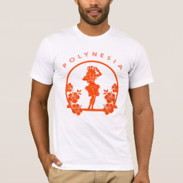 Polynesische Tänzerin in Orange mit Hibiskusblumen T-Shirt