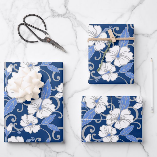 POLYNESISCHE TRAUME (BLAU) GESCHENKPAPIER SET (Vorderseite)