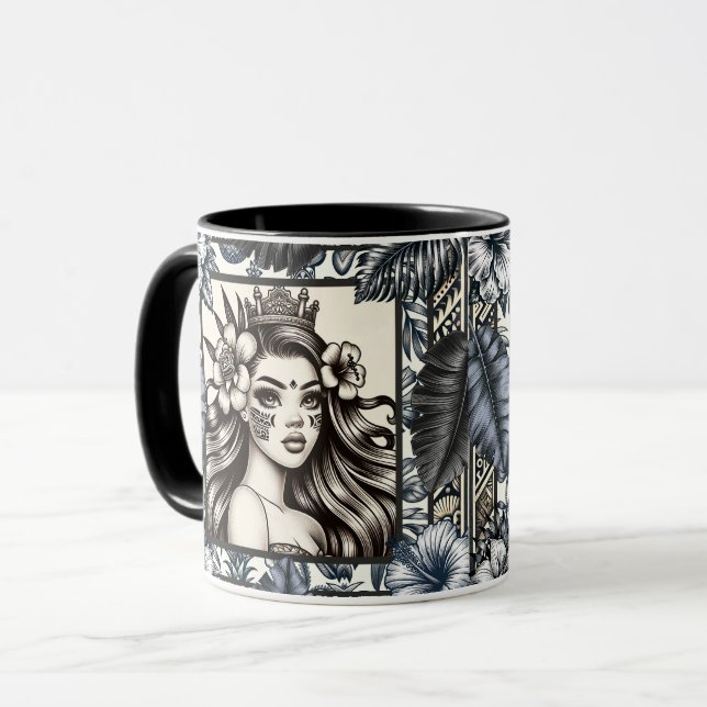 Polynesischer Prinzessin Blauer Blumenstamm Tasse (Vorderseite Links)
