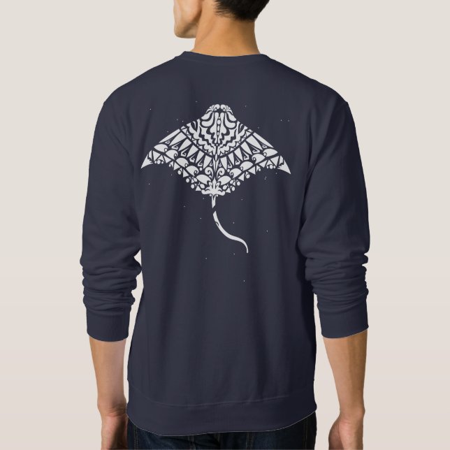 Polynesischer Tattoo Manta Ray Sweatshirt (Rückseite)