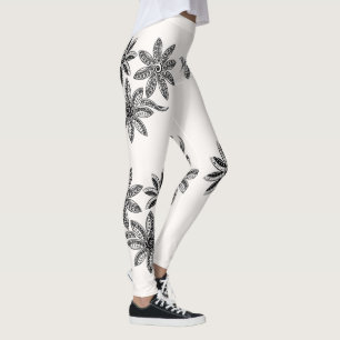 Polynesischer Tattoo Schwarz-weiße Line Art Leggings