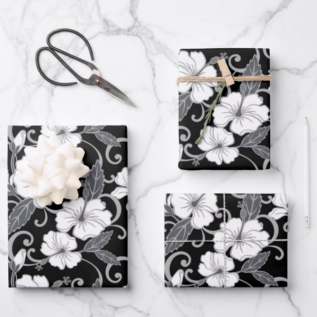 POLYNESISCHER TRAAM (SCHWARZ) GESCHENKPAPIER SET (Vorderseite)
