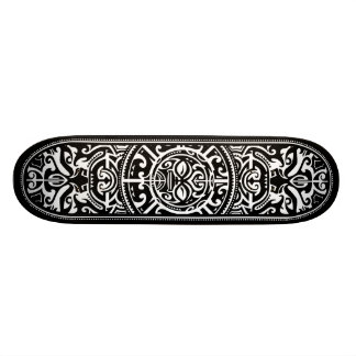 Polynesisches Stammes- Gesicht Schwarzweiss Skateboard