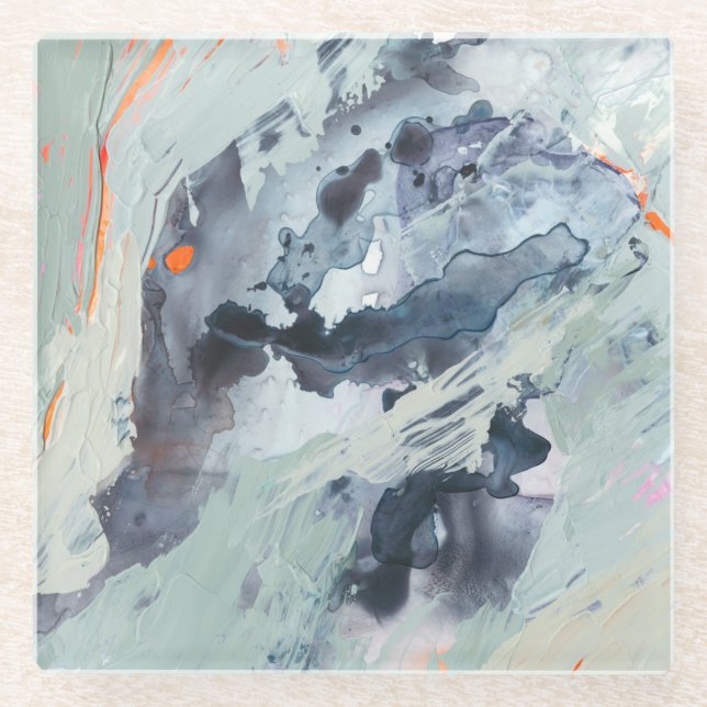 Polyphonisches Meer - Blau Glasuntersetzer (Vorderseite)