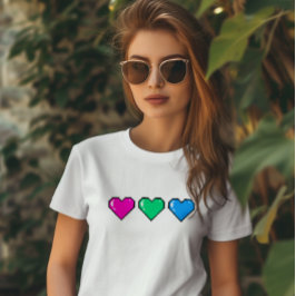 Polysexual Flag Pixel Herz T-Shirt