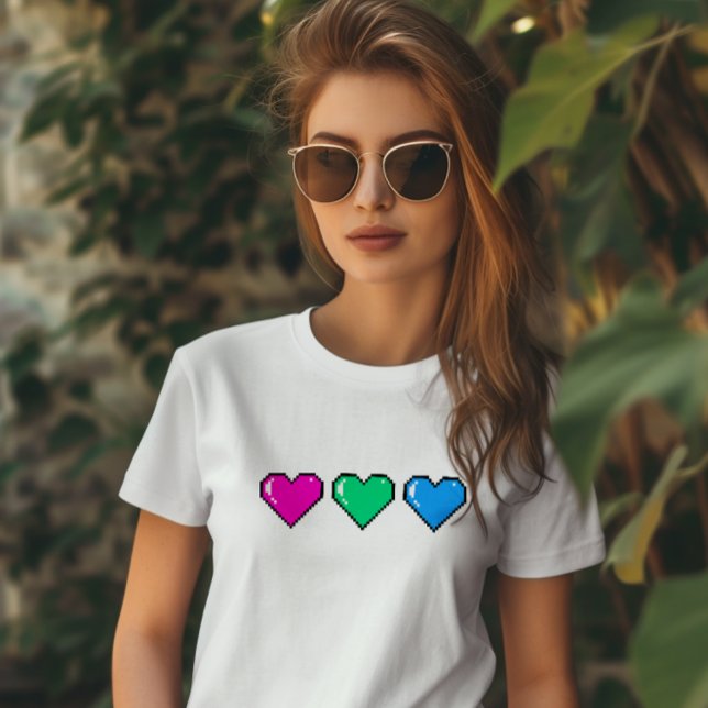 Polysexual Flag Pixel Herz T-Shirt (Von Creator hochgeladen)