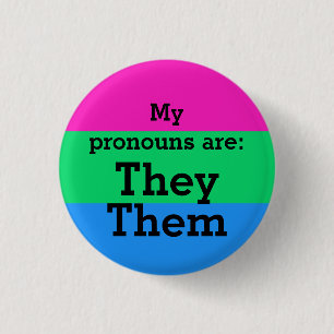 Polysexualität Flag mit ihnen/ihnen Pronomen Button