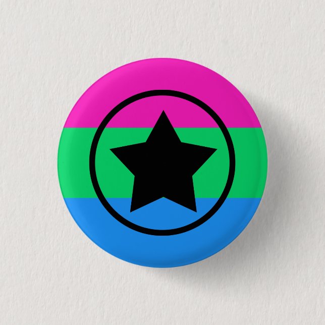 Polysexualitätsflagge mit einem Stern im Kreis Button (Vorderseite)