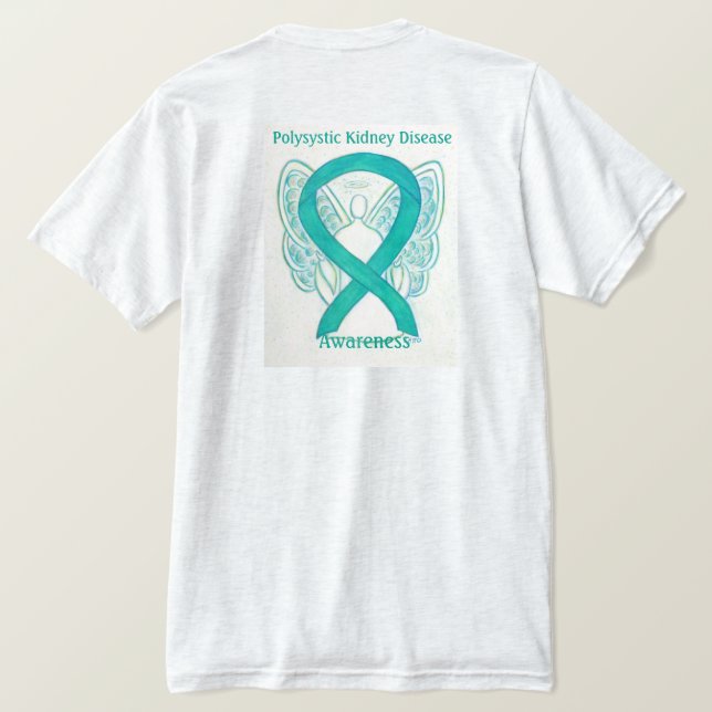 Polysystic Kidney Disease Awareness Ribbon T-Shirt (Design Rückseite)