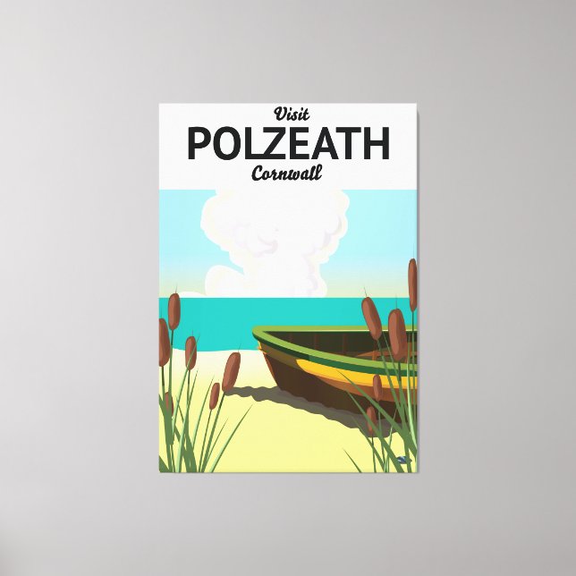 Polzeath, Cornwall Seaside Reiseplakat Leinwanddruck (Vorderseite)