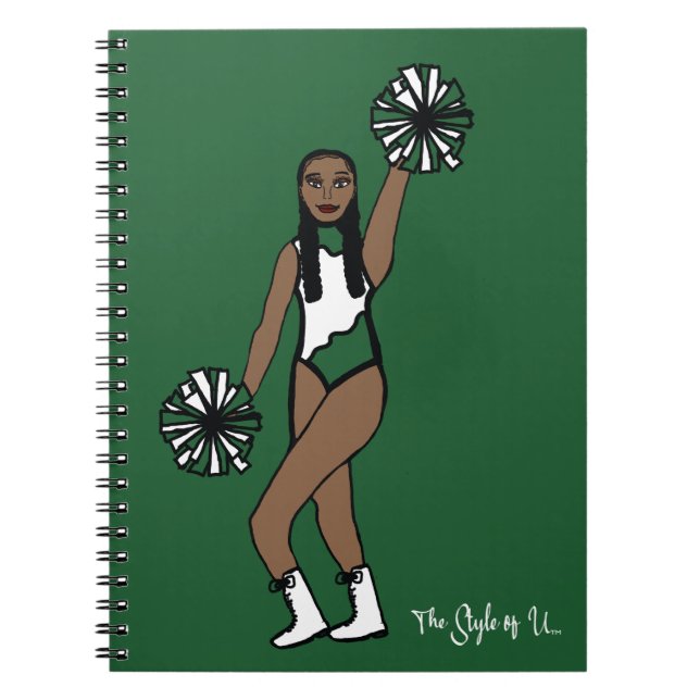 Pom Dancer White Green Accent P Notizblock (Vorderseite)