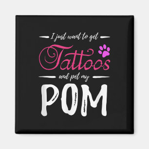 Pom Dog Lover Tattoo Funny Spitz Dog Mama Geschenk Magnet