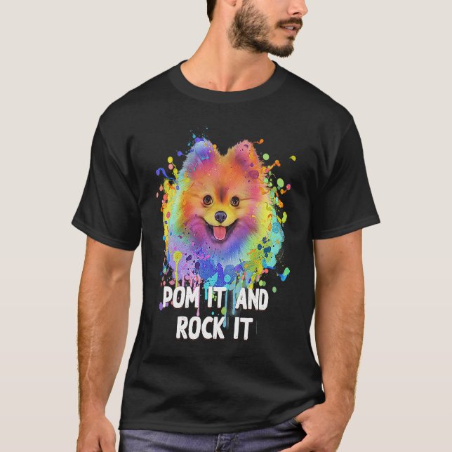 Pom It and Rock It  Pomeranian Humor Pom Pom Dog T-Shirt (Vorderseite)