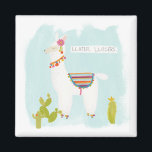 Pom Pom Llama Rama - Llater Llosers Magnet<br><div class="desc">Pom Pom Llama Rama IV von Juni Erica Vess. Enthält ein entspanntes Lama mit dem Satz "Llater Llosers".</div>