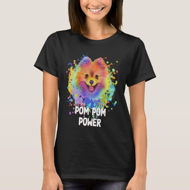 Pom Pom Power  Pomeranian Humor Toy Breed Animal P T-Shirt (Vorderseite)