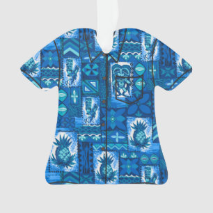 Pomaika’i Tiki Hawaiian Vintag Tapa Aloha Shirt Ornament
