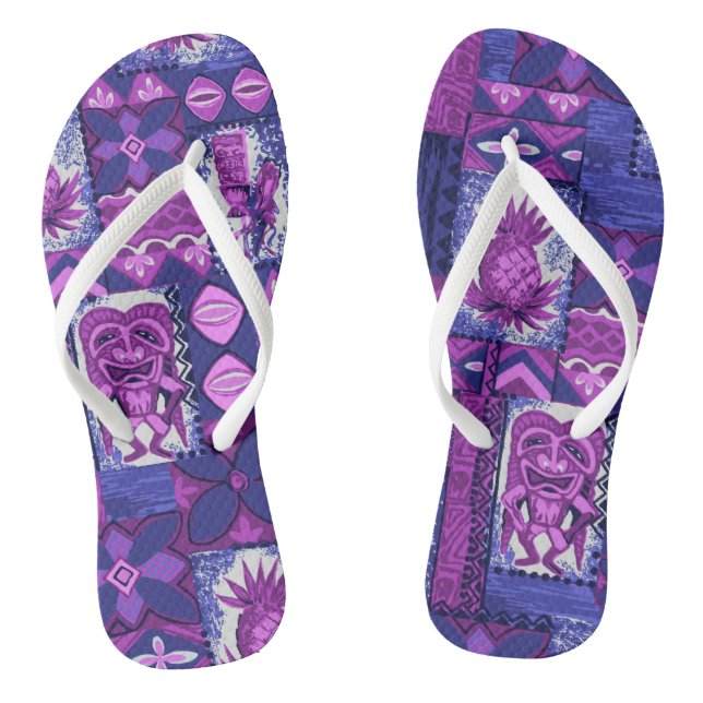 Pomaika’i Tiki Hawaiian Vintag Tapa Flip Flops (Fußbett)