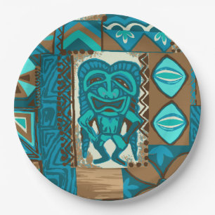 Pomaika’i Tiki Hawaiian Vintag Tapa Pappteller