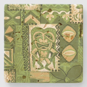 Pomaika’i Tiki Hawaiian Vintag Tapa Steinuntersetzer