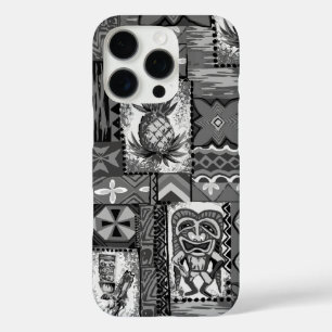 Pomaika’i Tiki Hawaiian Vintage Tapa Grau iPhone 16 Pro Hülle