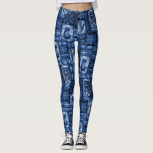 Pomaika’i Tiki Hawaiian Vintage Tropischer Tapa Leggings