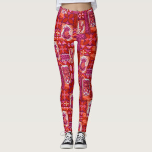 Pomaika’i Tiki Hawaiian Vintages tropisches Tapa Leggings