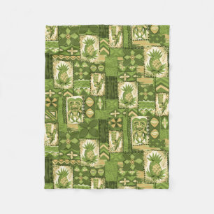Pomaika'i Tiki hawaiischer Vintager Tapa Fleecedecke