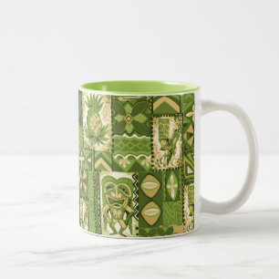 Pomaika'i Tiki hawaiischer Vintager Tapa Zweifarbige Tasse