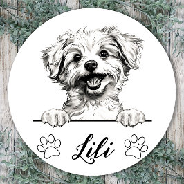 Pomapoo Dog Hand Zeichnend Personalisiert Runder Aufkleber