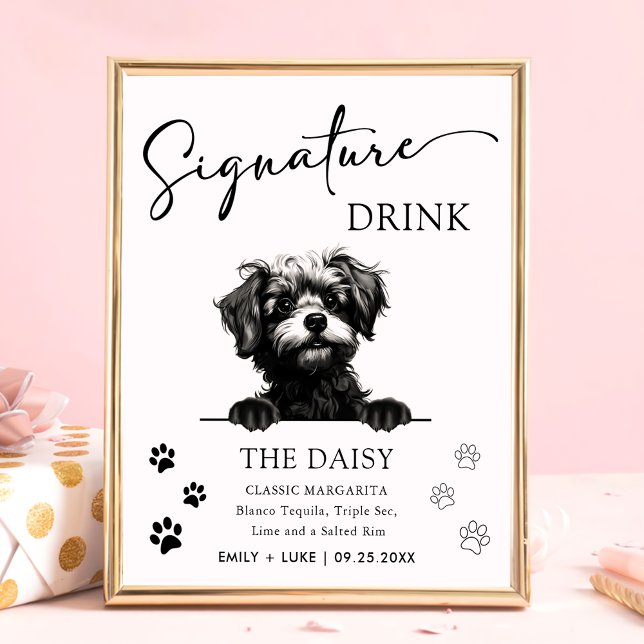 Pomapoo Hund Hochzeit Signature Drink Zeichen Poster (Von Creator hochgeladen)