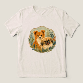 Pomchi und Pekingese Wasserfarben-Hundeillustratio Tri-Blend Shirt