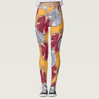 Pomegranat Gezeichnet: Handgemachte Vintage Muster Leggings