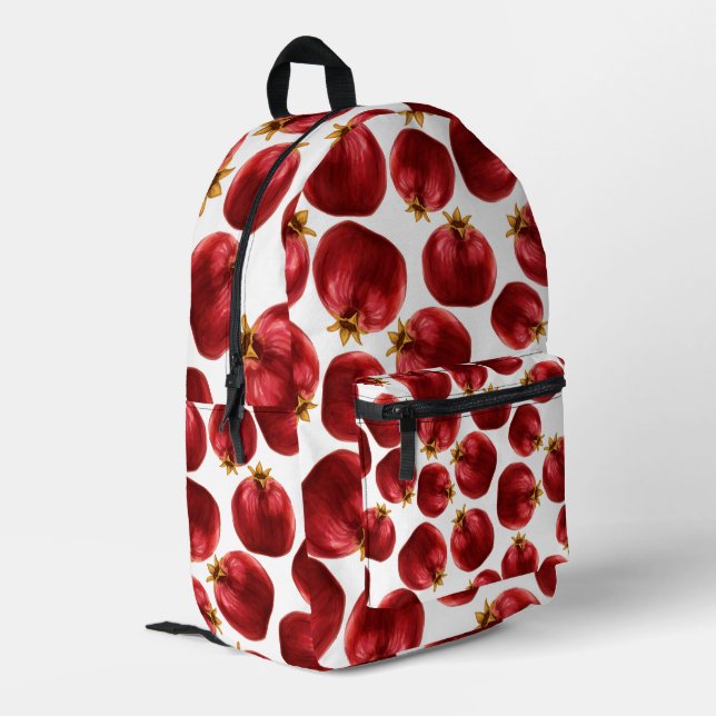 Pomegranat Muster Bedruckter Rucksack (Rückseitige Ecke links)