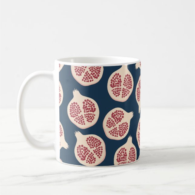 Pomegranat nahtloses Muster, Hintergrund mit Pomeg Kaffeetasse (Links)