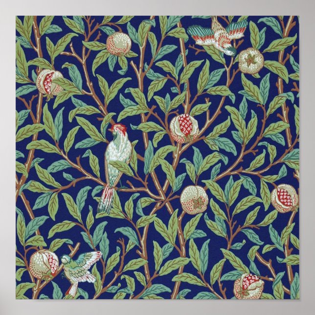 Pomegranat und Little Bird, William Morris Poster (Vorne)