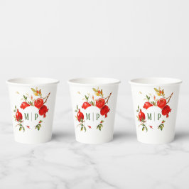 Pomegranat Wasserfarbe Thema Helle Farben Pappbecher