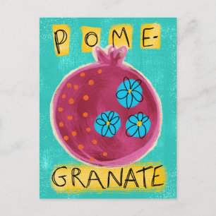 Pomegranat Whimsy Postcard Postkarte
