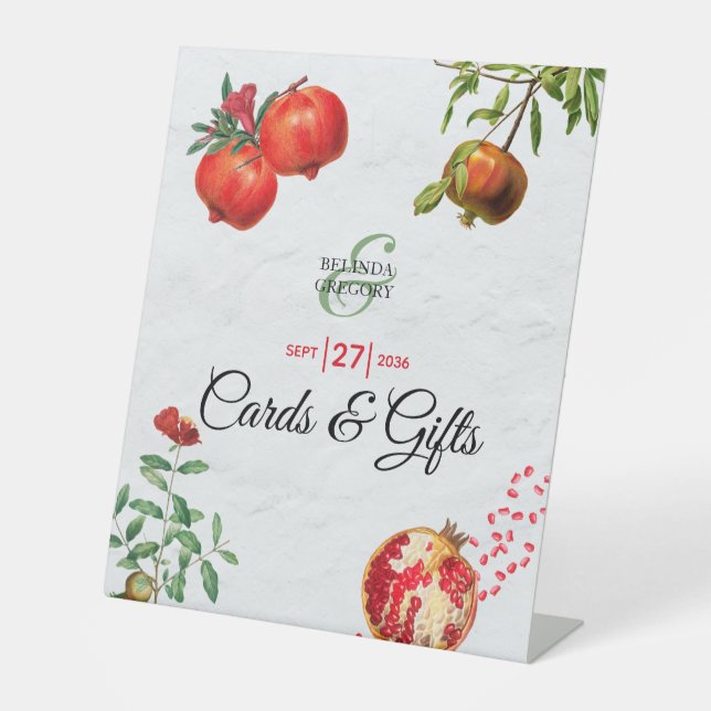 Pomegranate Botanische Mittelmeerkarte Geschenke Sockelschild (Vorderseite)