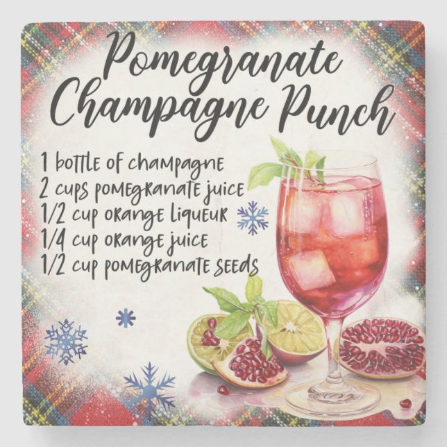 Pomegranate Champagne Punch Rezept Untersetzer (Vorderseite)